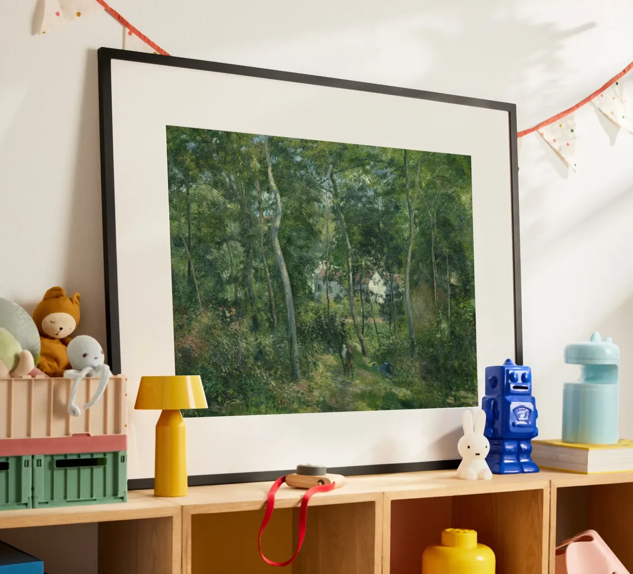 Pissarro's Impressionist Forest: Nature & Tranquility Art Pr poster with wooden frame by NorwesClub