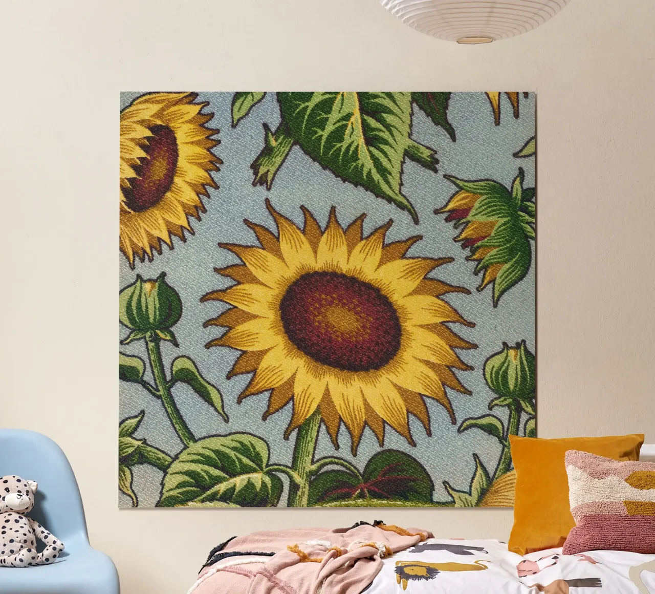 Girasole botanico vintage: Stampa ispirata alle arti e ai mestieri poster con telaio in plastica da NorwesClub