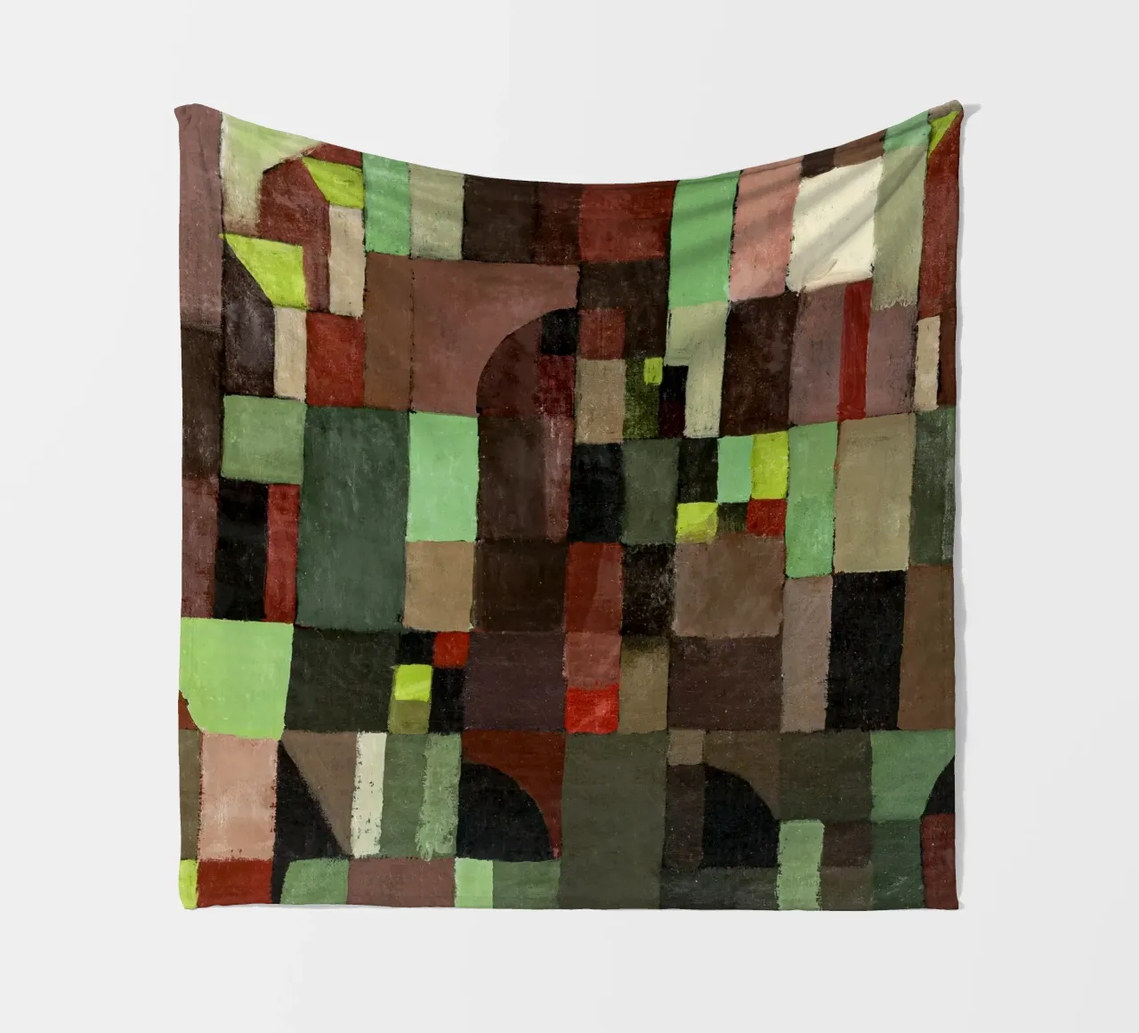 Paul Klee's Abstract Architecture: Bauhaus Grid Art Print fleece blanket by NorwesClub