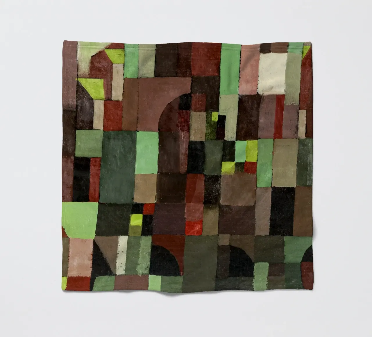 Paul Klee's Abstract Architecture: Bauhaus Grid Art Print fleece blanket by NorwesClub