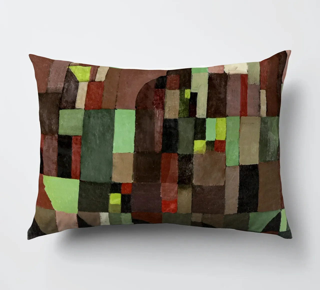 Paul Klee's Abstract Architecture: Bauhaus Grid Art Print decorative cushion by NorwesClub
