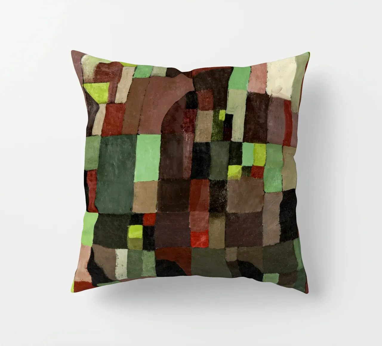 Paul Klee's Abstract Architecture: Bauhaus Grid Art Print decorative cushion by NorwesClub