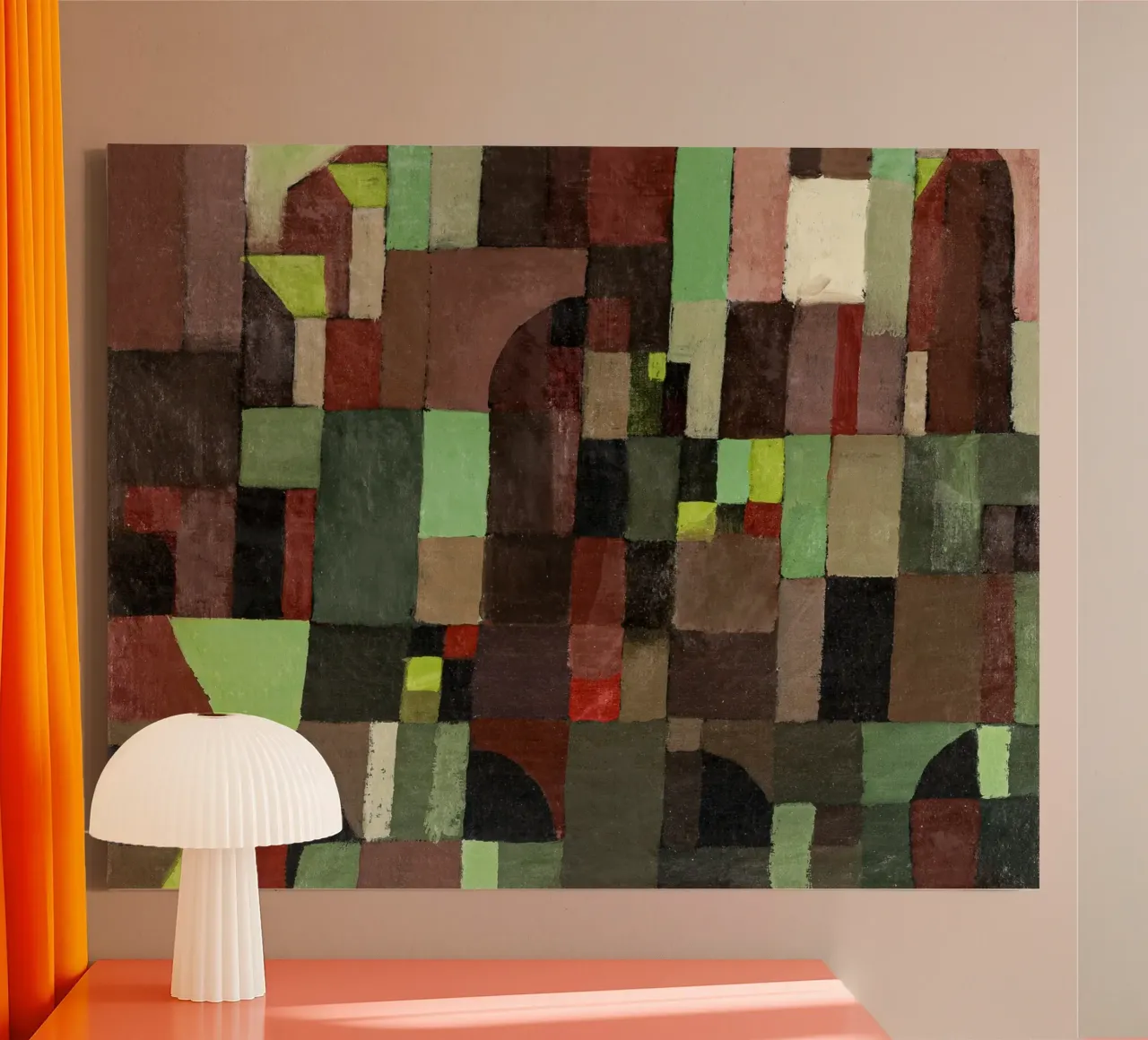 Paul Klee's Abstract Architecture: Bauhaus Grid Art Print canvas by NorwesClub