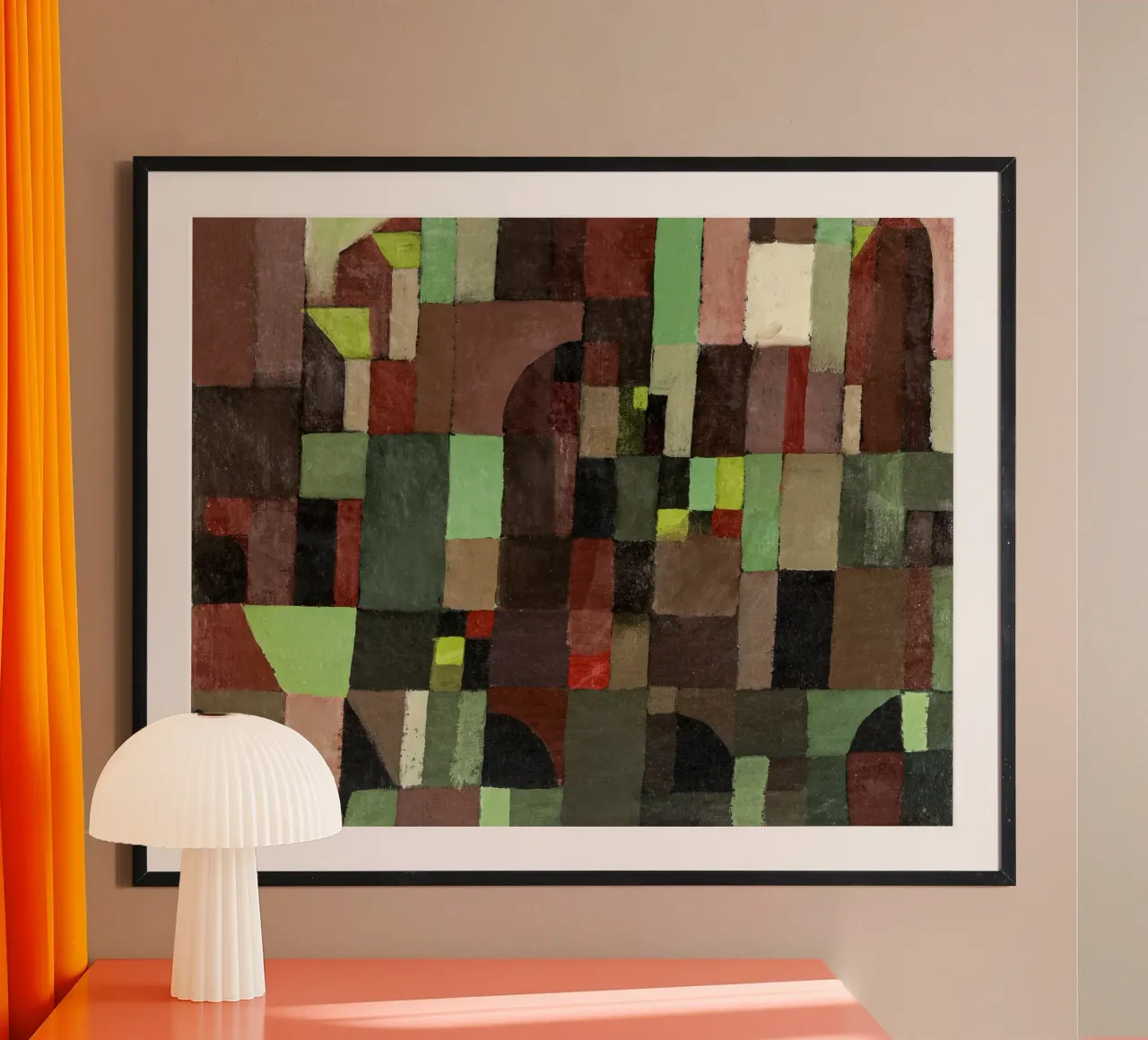 Architettura astratta di Paul Klee: Griglia Bauhaus Stampa d'arte poster con telaio in legno da NorwesClub