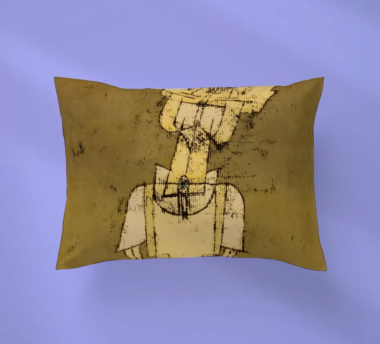 Paul Klee's Ghost of a Genius: Expressive Abstract Portrait decorative cushion by NorwesClub
