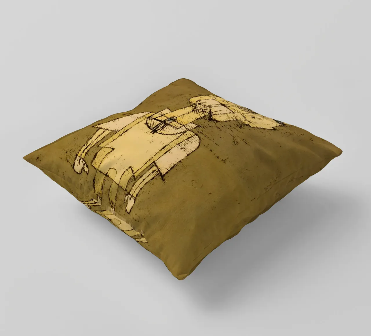 Paul Klee's Ghost of a Genius: Expressive Abstract Portrait decorative cushion by NorwesClub