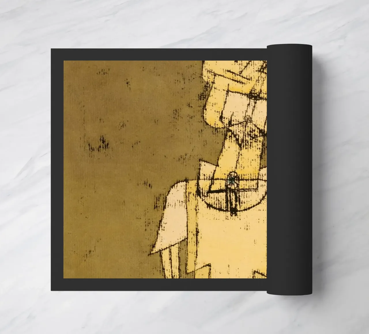 Paul Klee's Ghost of a Genius: Expressive Abstract Portrait doormat by NorwesClub