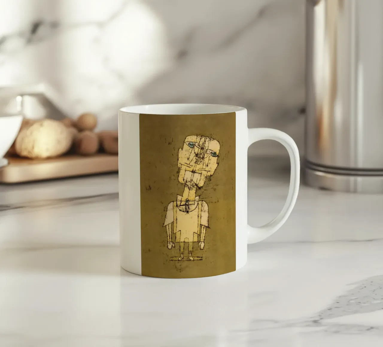 Paul Klee's Ghost of a Genius: Expressive Abstract Portrait ceramic mug by NorwesClub