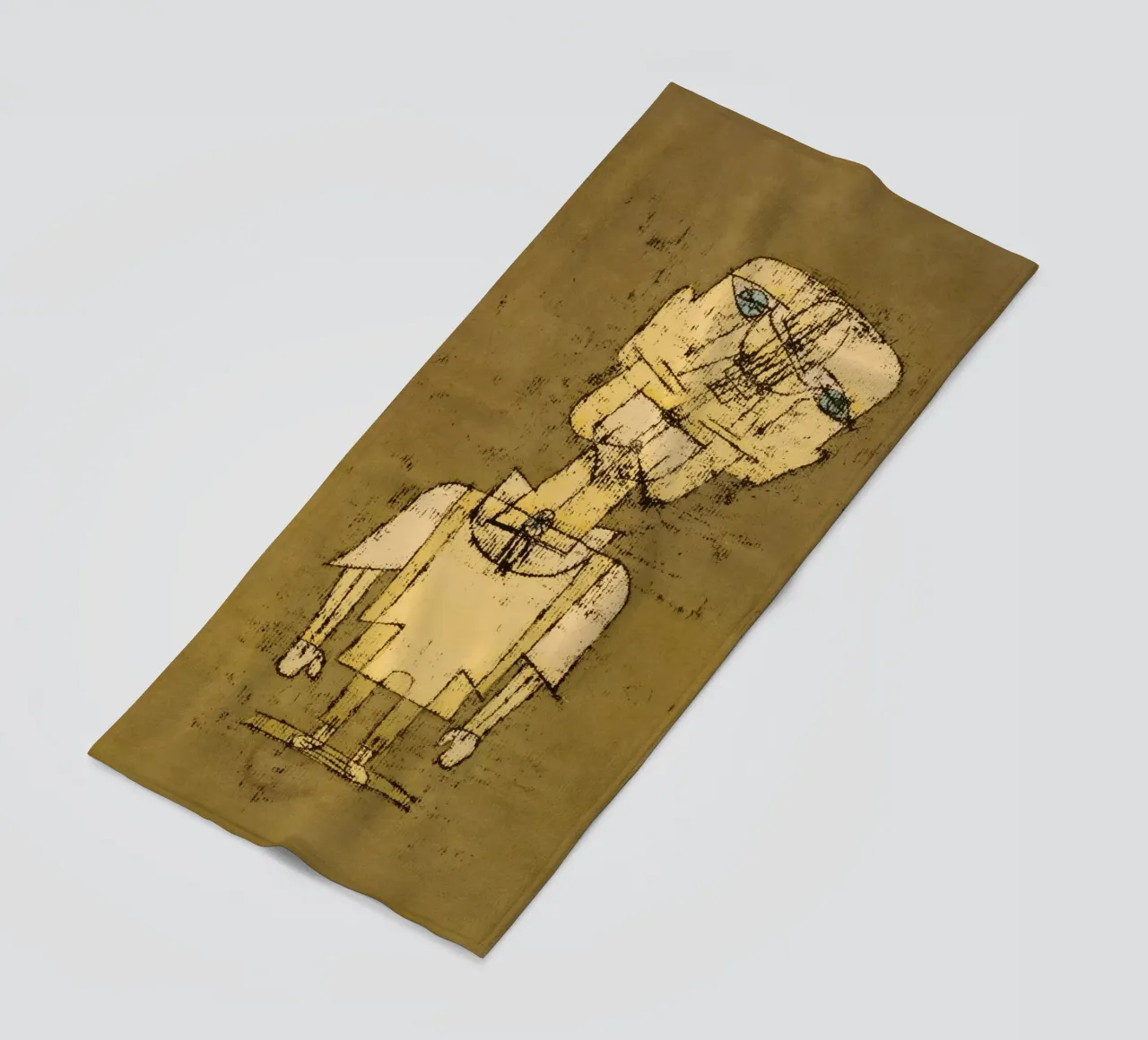 Paul Klee's Ghost of a Genius: Expressive Abstract Portrait beach towel by NorwesClub