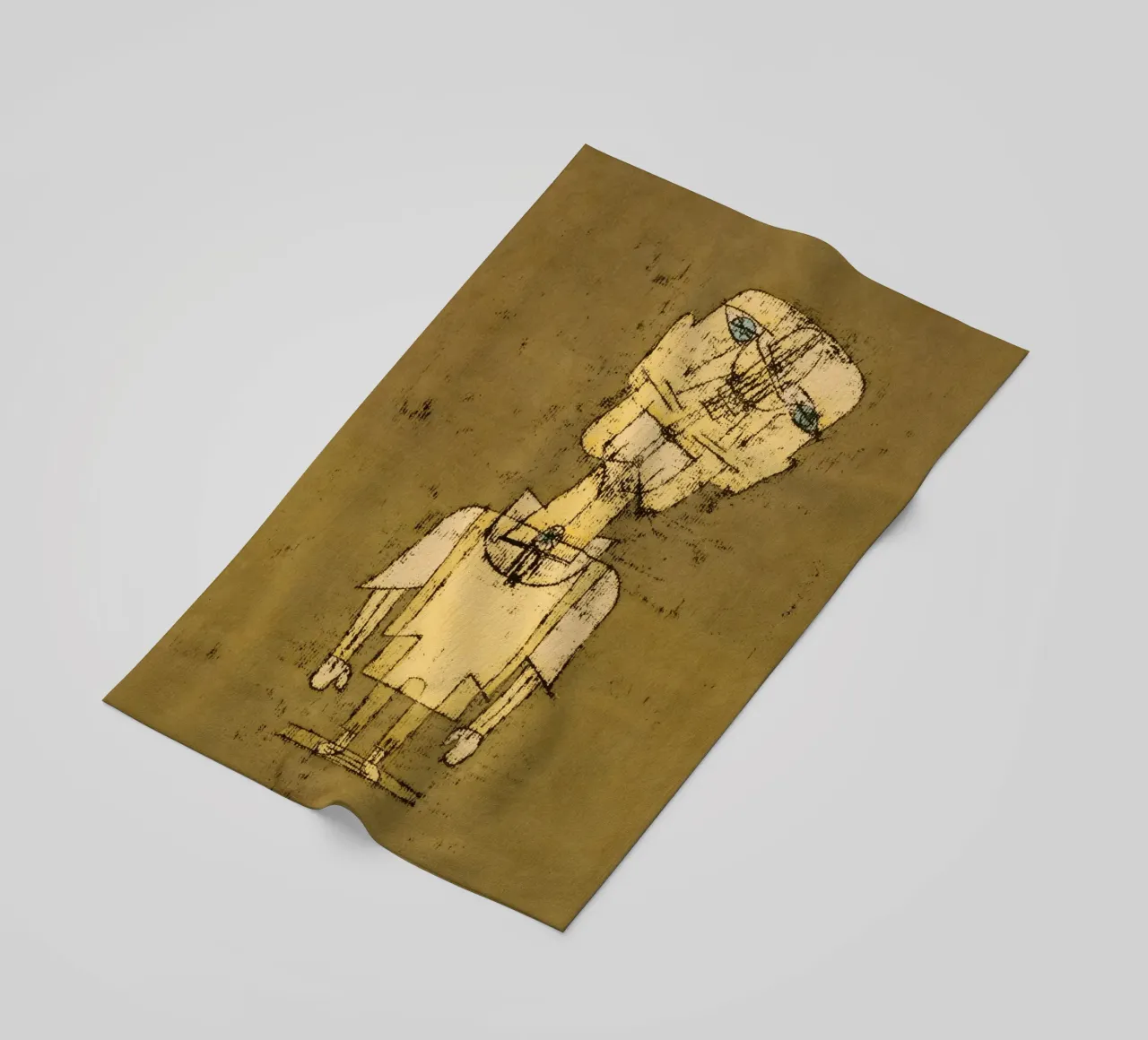 Paul Klee's Ghost of a Genius: Expressive Abstract Portrait beach towel by NorwesClub
