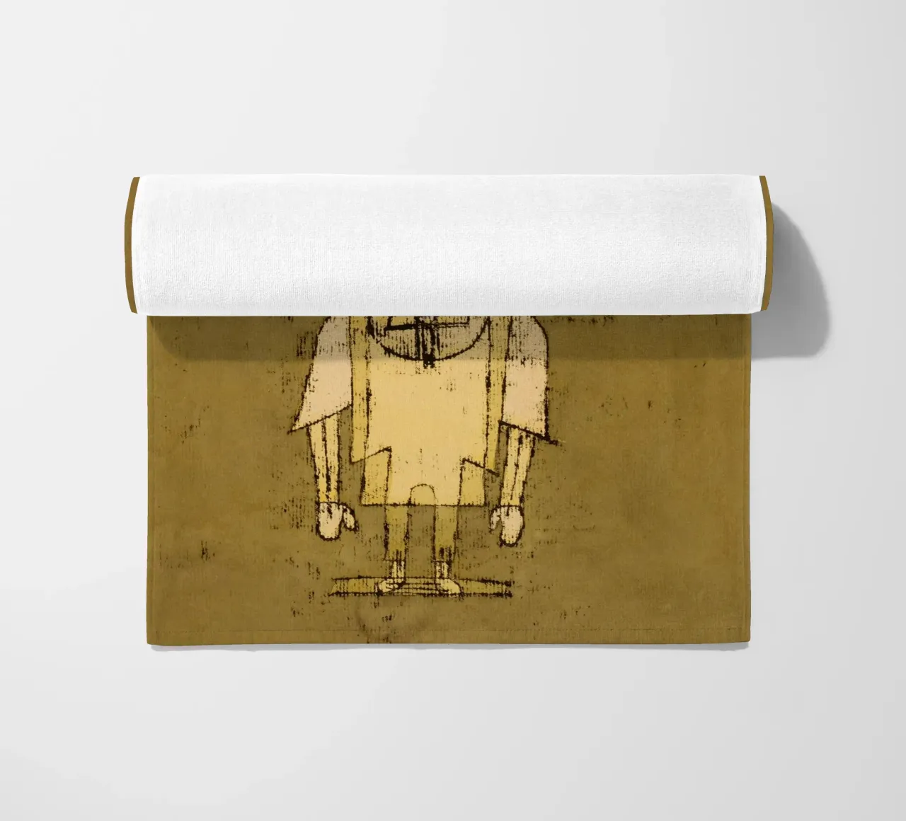 Paul Klee's Ghost of a Genius: Expressive Abstract Portrait beach towel by NorwesClub