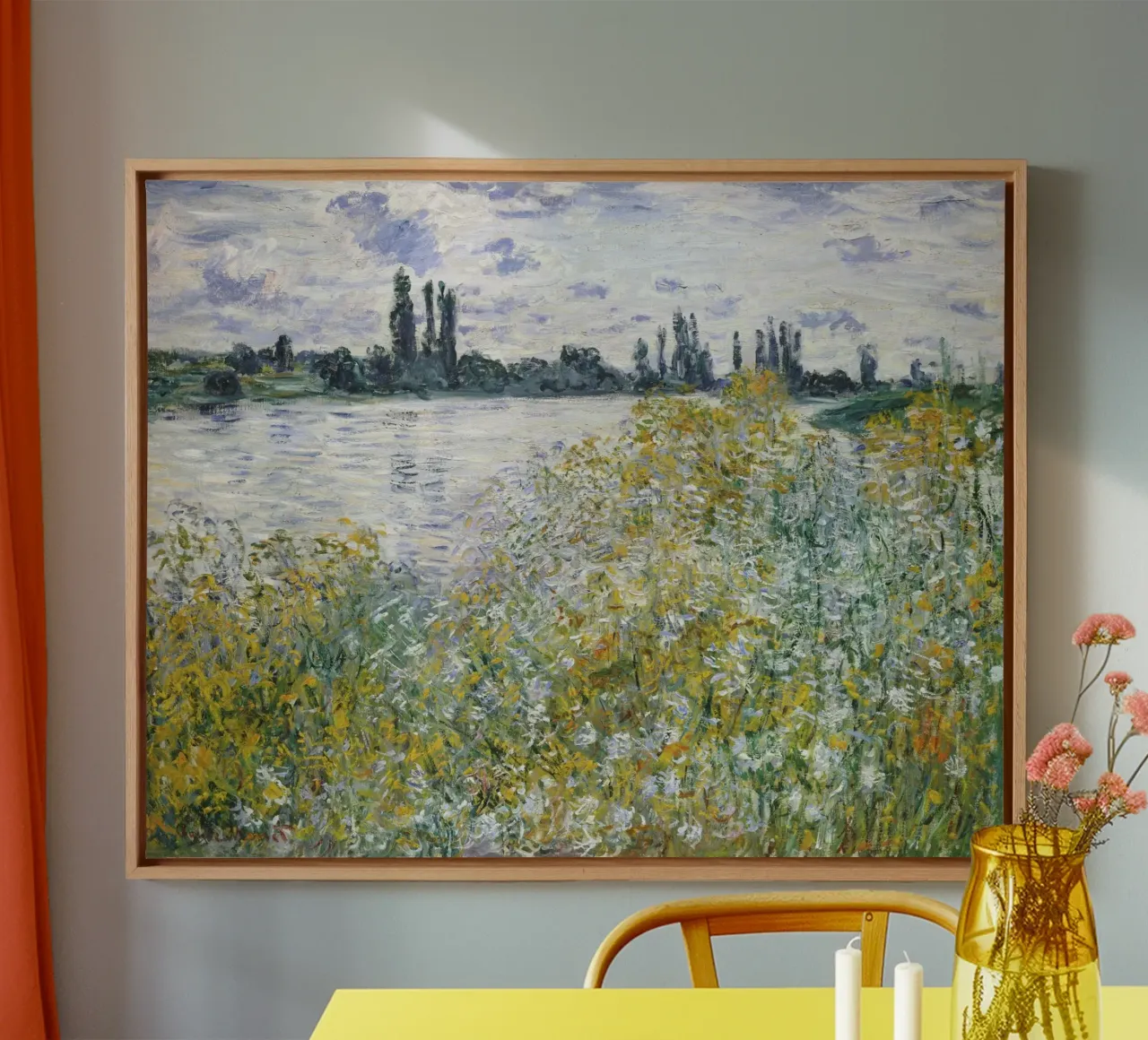 Claude Monet - Bloemeneiland, Impressionisme, Landschap, Na canvas met Baklijst van NorwesClub