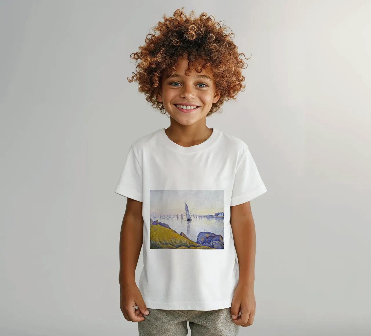 Paul Signac - Evening Calm, Concarneau, Pointillism, Seascap kids t-shirt by NorwesClub
