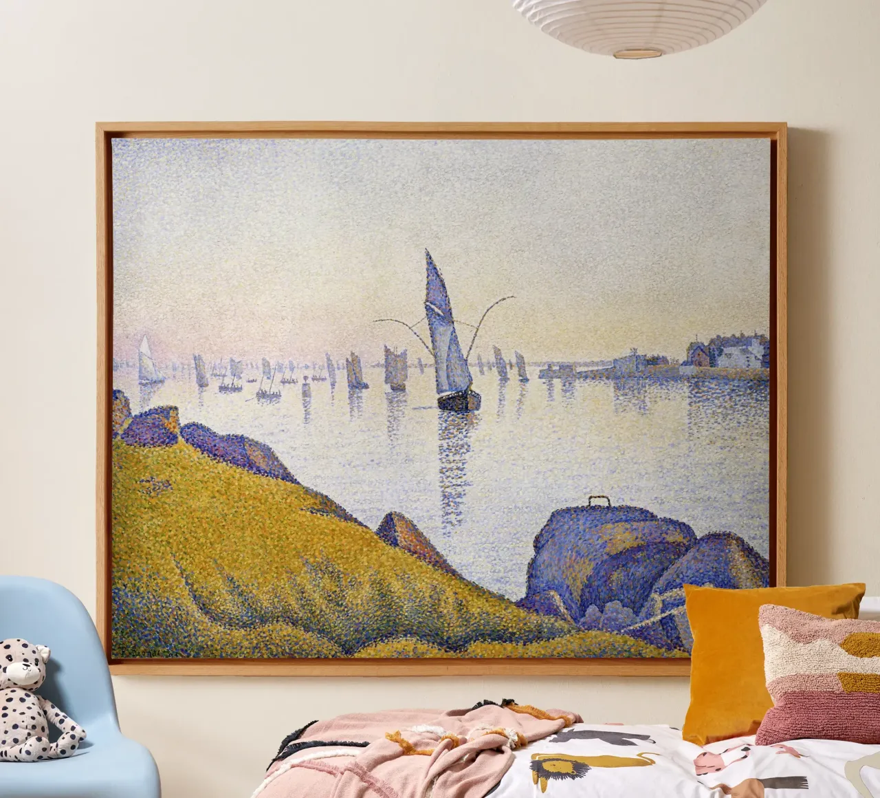 Paul Signac - Avondkalmte, Concarneau, pointillisme, zeegezicht canvas met Baklijst van NorwesClub