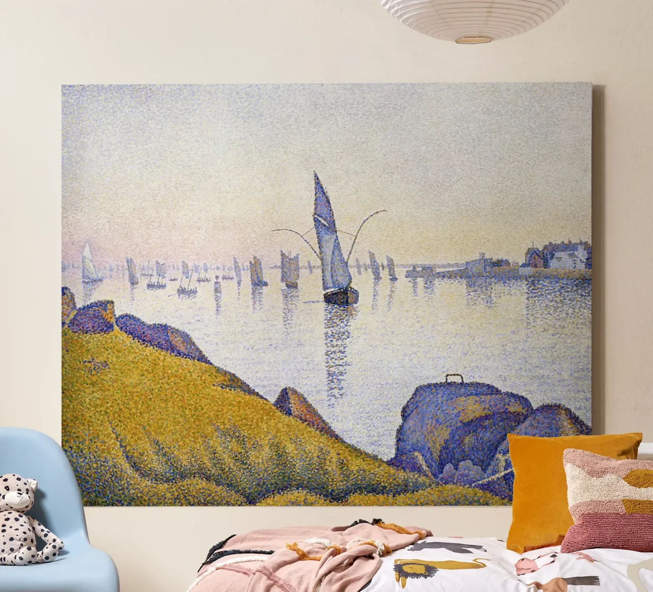 Paul Signac - Avondkalmte, Concarneau, pointillisme, zeegezicht canvas met Baklijst van NorwesClub