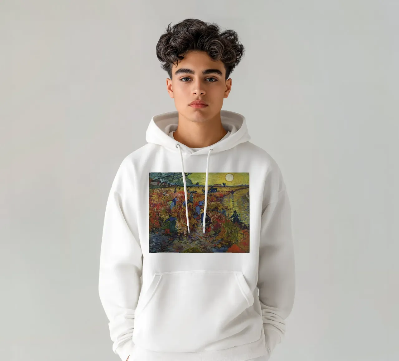 Vincent van Gogh - La vigna rossa, Postimpressionismo, Lan felpa con cappuccio da NorwesClub