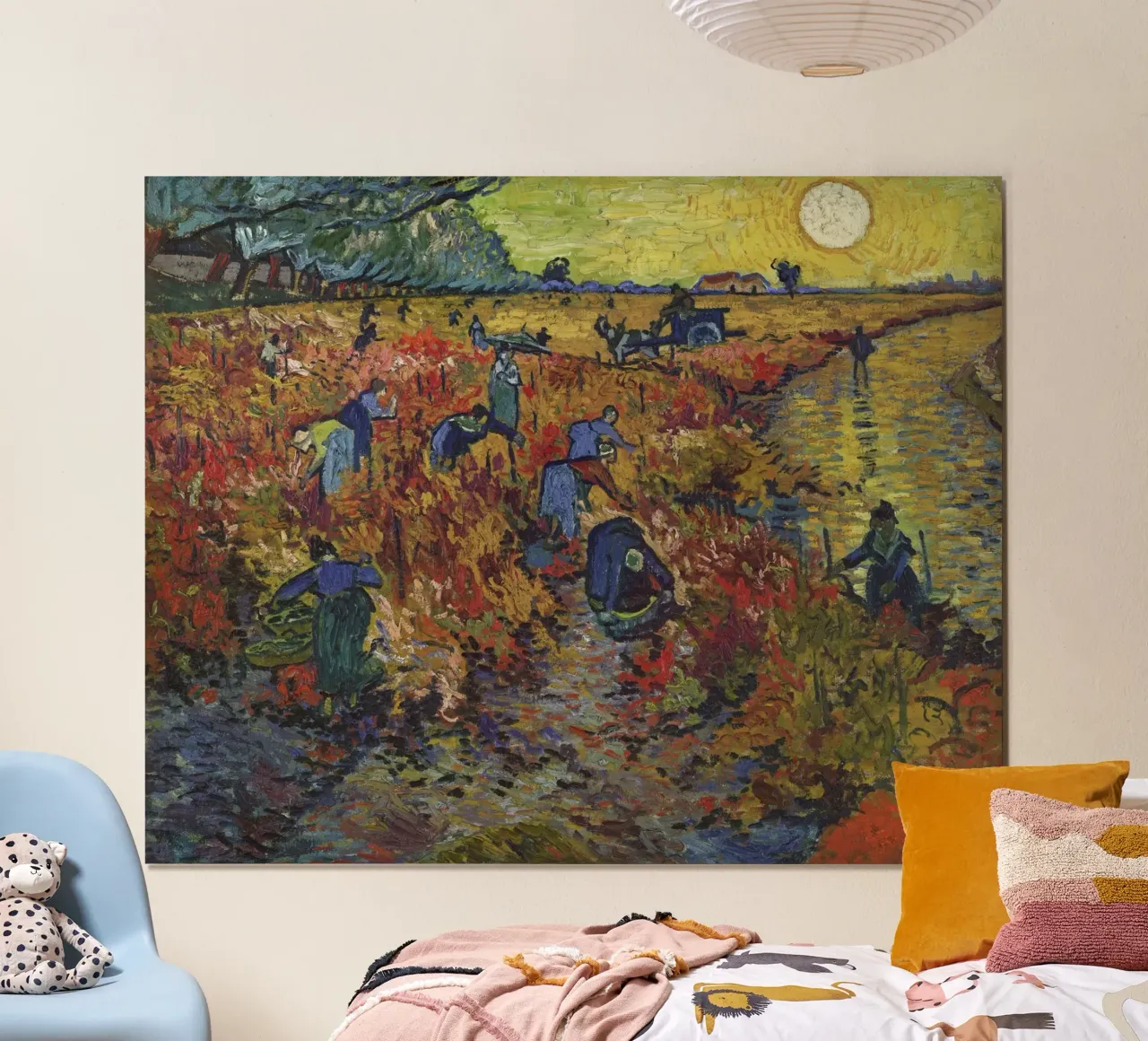 Vincent van Gogh - La vigna rossa, Postimpressionismo, Lan poster con telaio in legno da NorwesClub