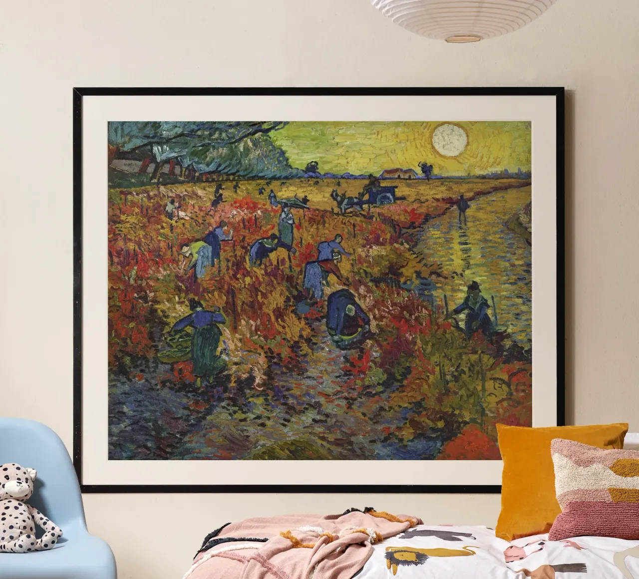 Vincent van Gogh - La vigna rossa, Postimpressionismo, Lan poster con telaio in legno da NorwesClub