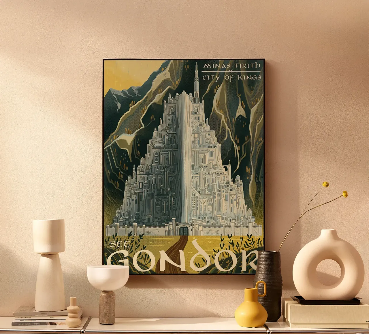 Vedi Gondor, Minas Tirith Città dei Re alluminio dibond da Junkie Movie