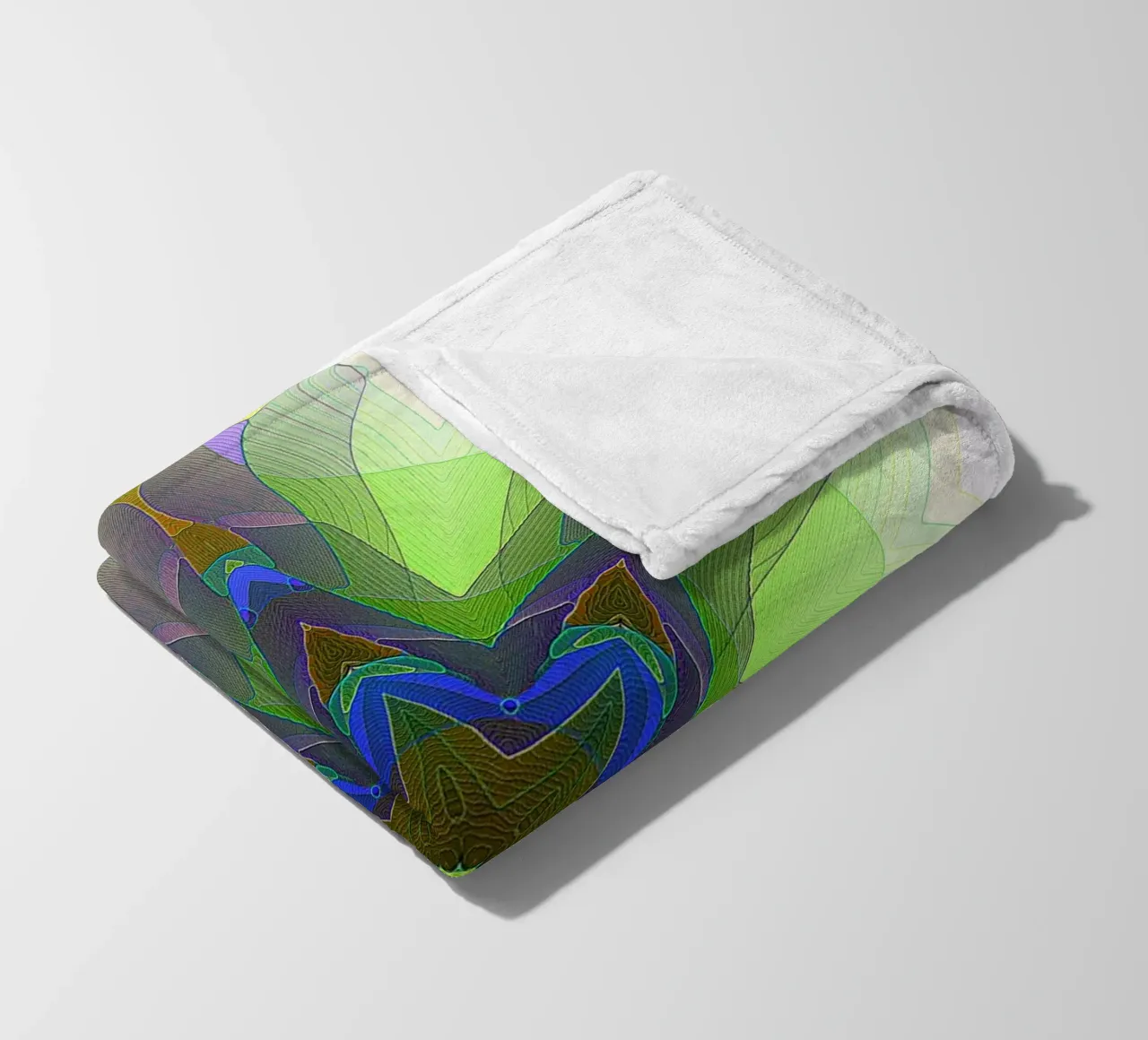 Kaléidoscope avec formes décorées dans les tons vert-jaune-bleu plaid polaire de Gürsel Yesil Digital Art