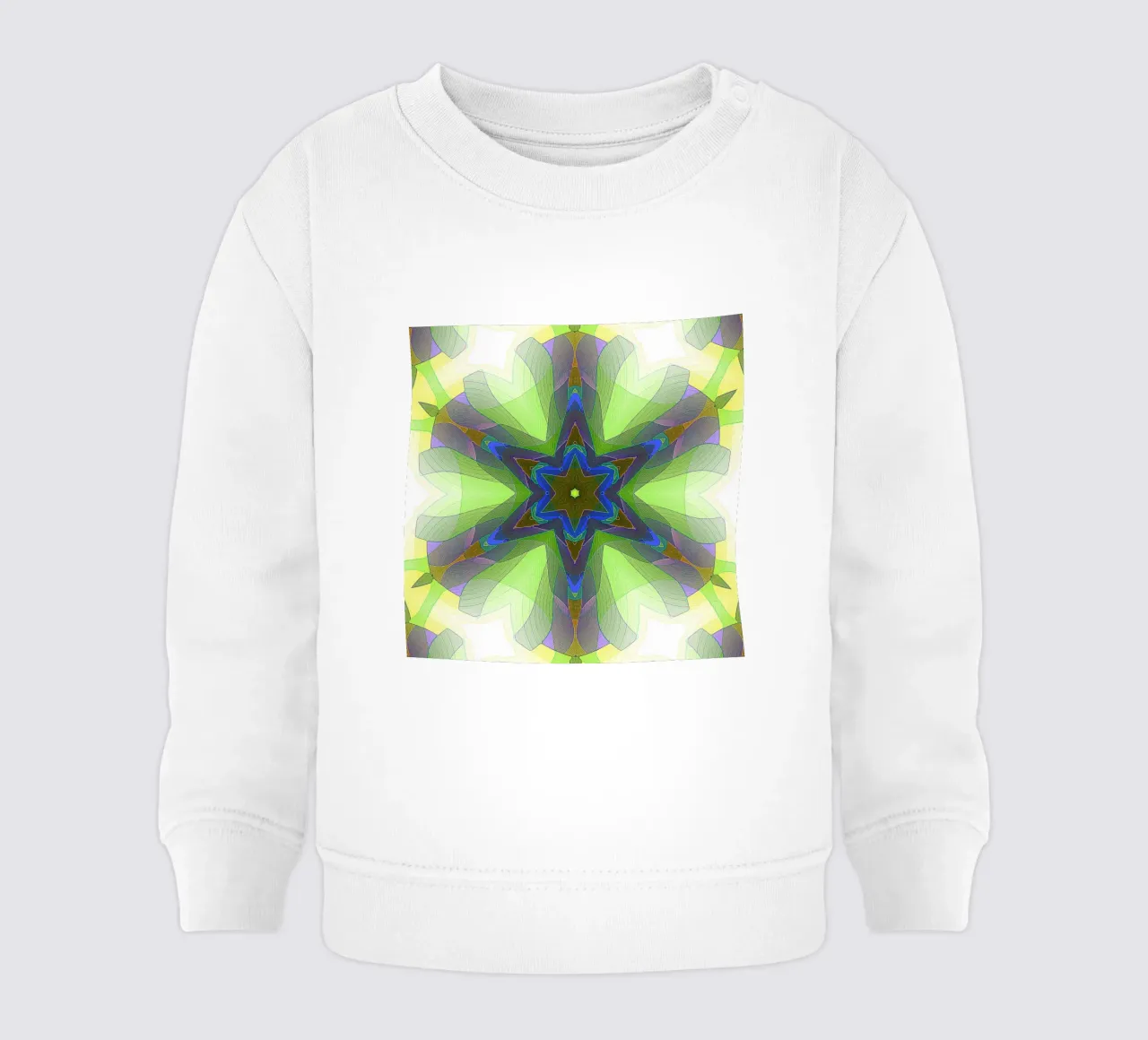 Kaléidoscope avec formes décorées dans les tons vert-jaune-bleu sweat pour bébé de Gürsel Yesil Digital Art