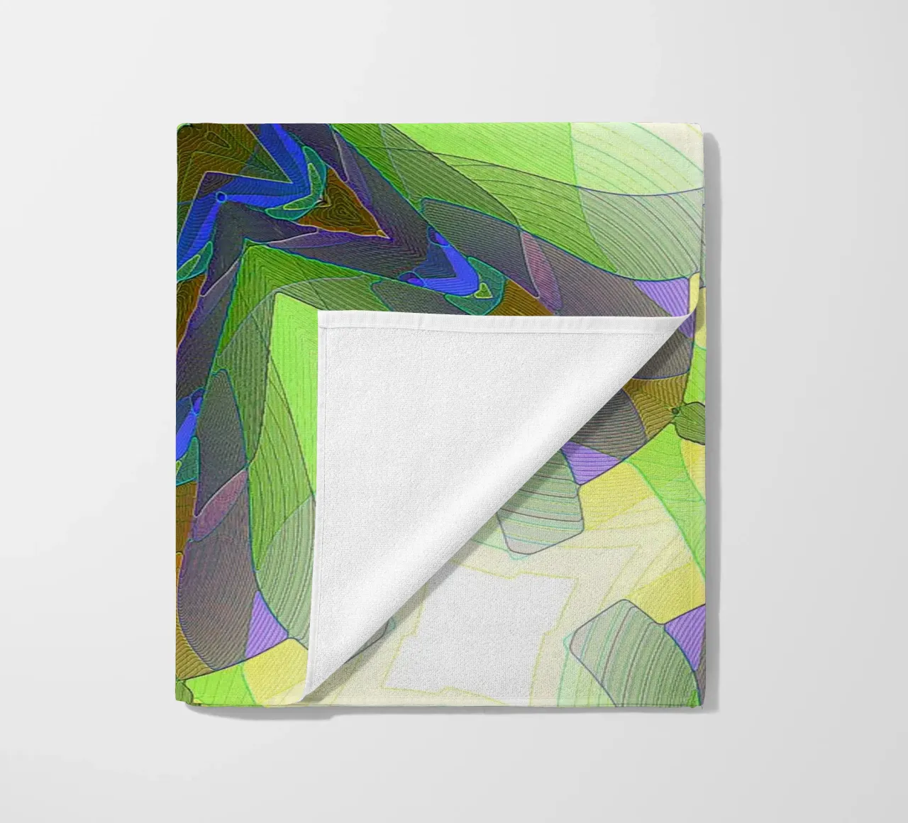 Kaléidoscope avec formes décorées dans les tons vert-jaune-bleu serviette de plage de Gürsel Yesil Digital Art