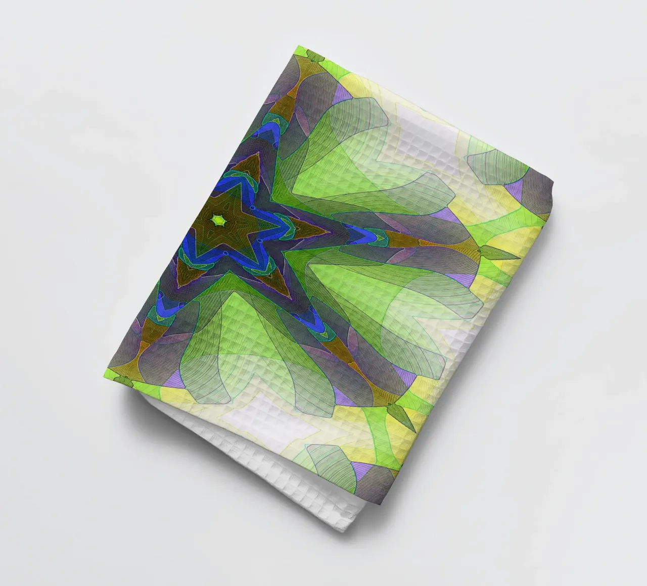 Caleidoscopio con forme ornamentali nei colori verde, giallo e blu canovaccio da cucina da Gürsel Yesil Digital Art