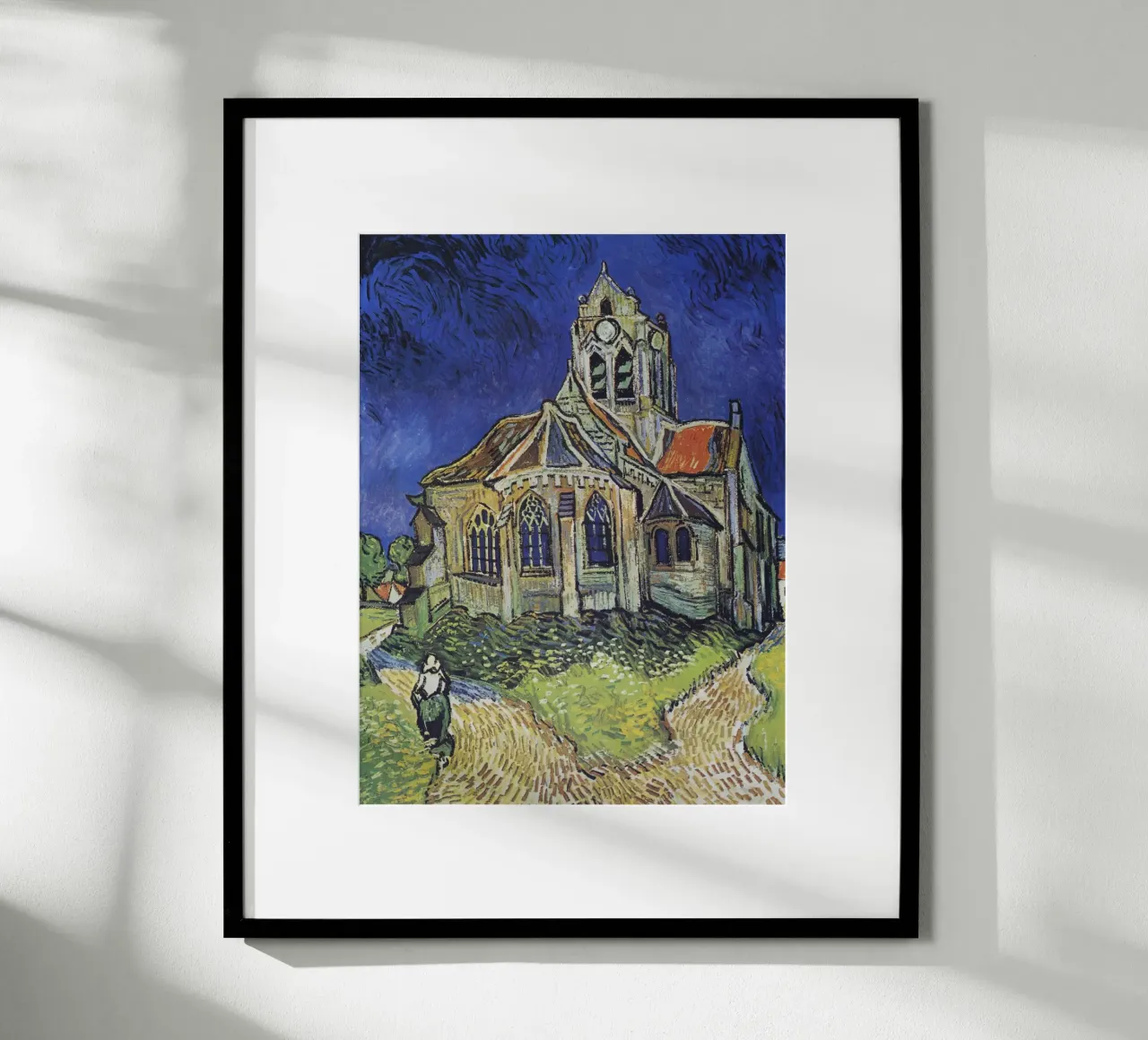 Vincent van Gogh - La chiesa di Auvers, Post-Impressionismo, poster con telaio in legno da NorwesClub