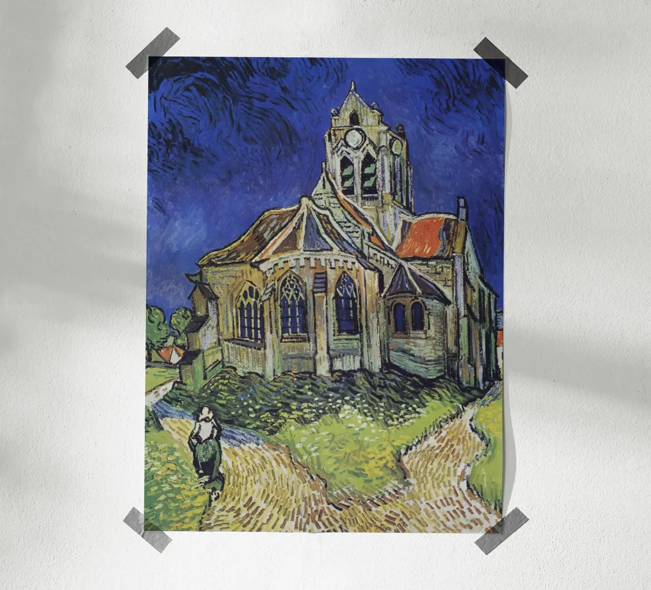 Vincent van Gogh - La chiesa di Auvers, Post-Impressionismo, poster con telaio in legno da NorwesClub