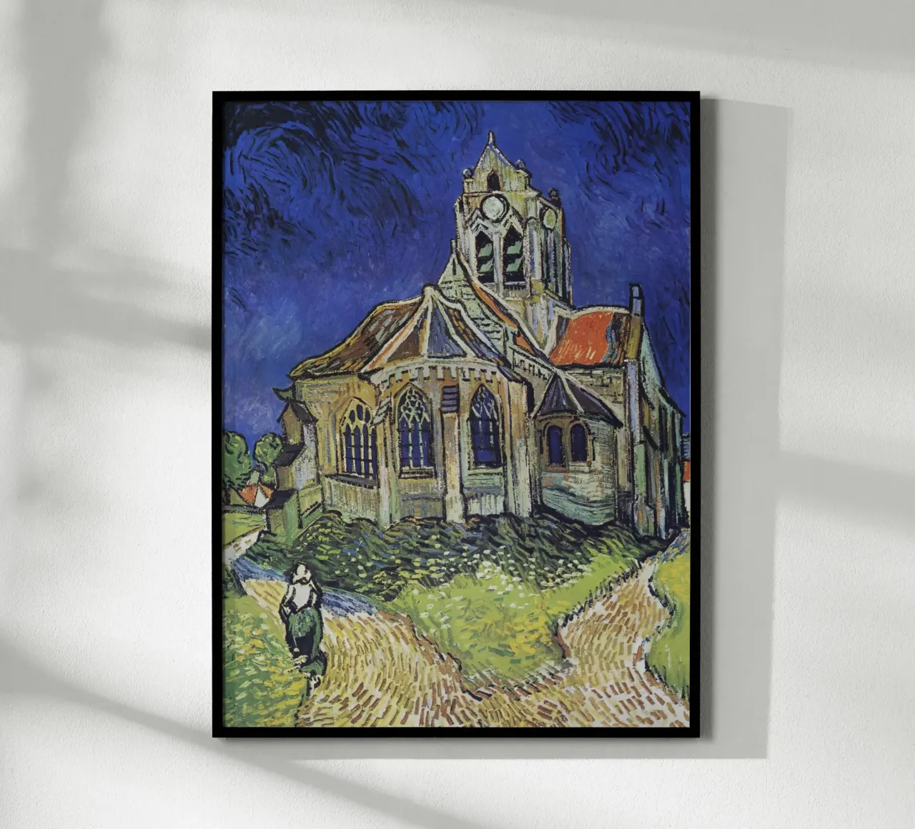 Vincent van Gogh - La chiesa di Auvers, Post-Impressionismo, poster con telaio in legno da NorwesClub