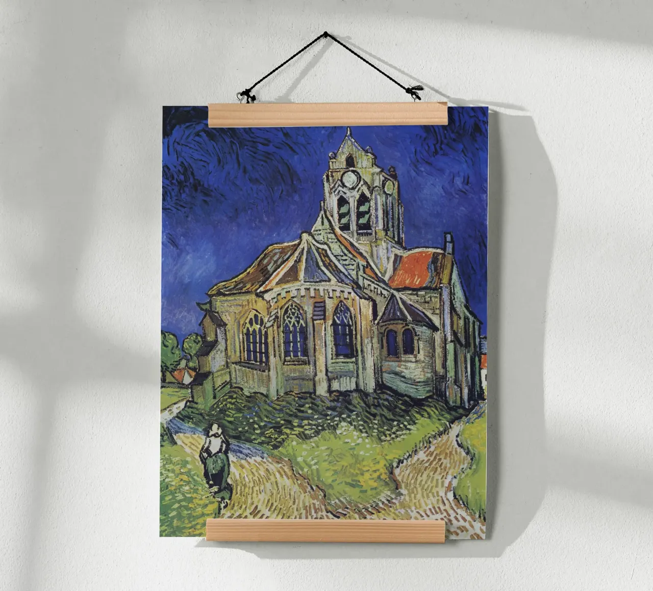 Vincent van Gogh - La chiesa di Auvers, Post-Impressionismo, poster con telaio in legno da NorwesClub