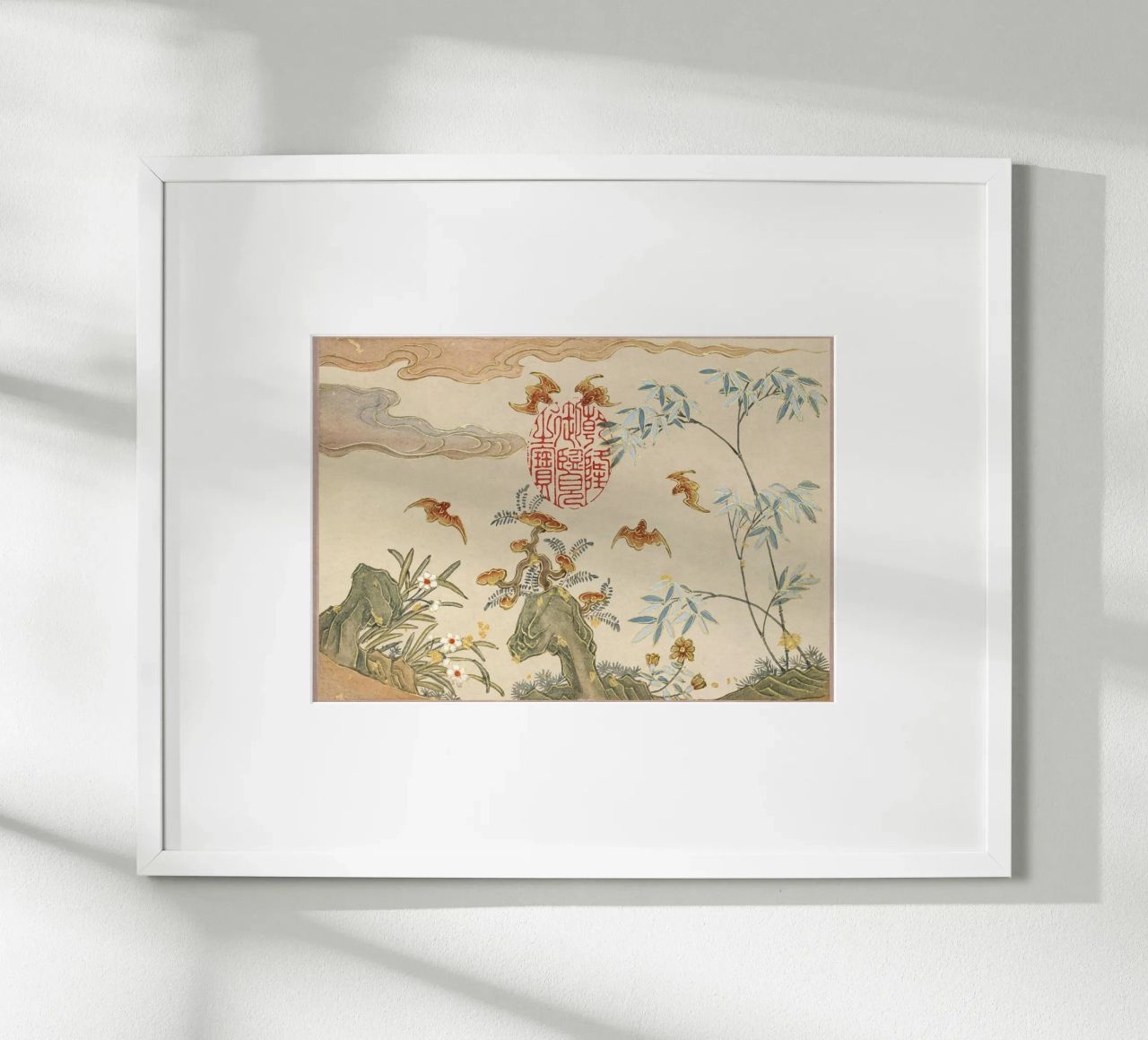 Zhang Ruoai - Pipistrelli, Rocce, Fiori, Arte cinese, Natura, Cal poster da NorwesClub