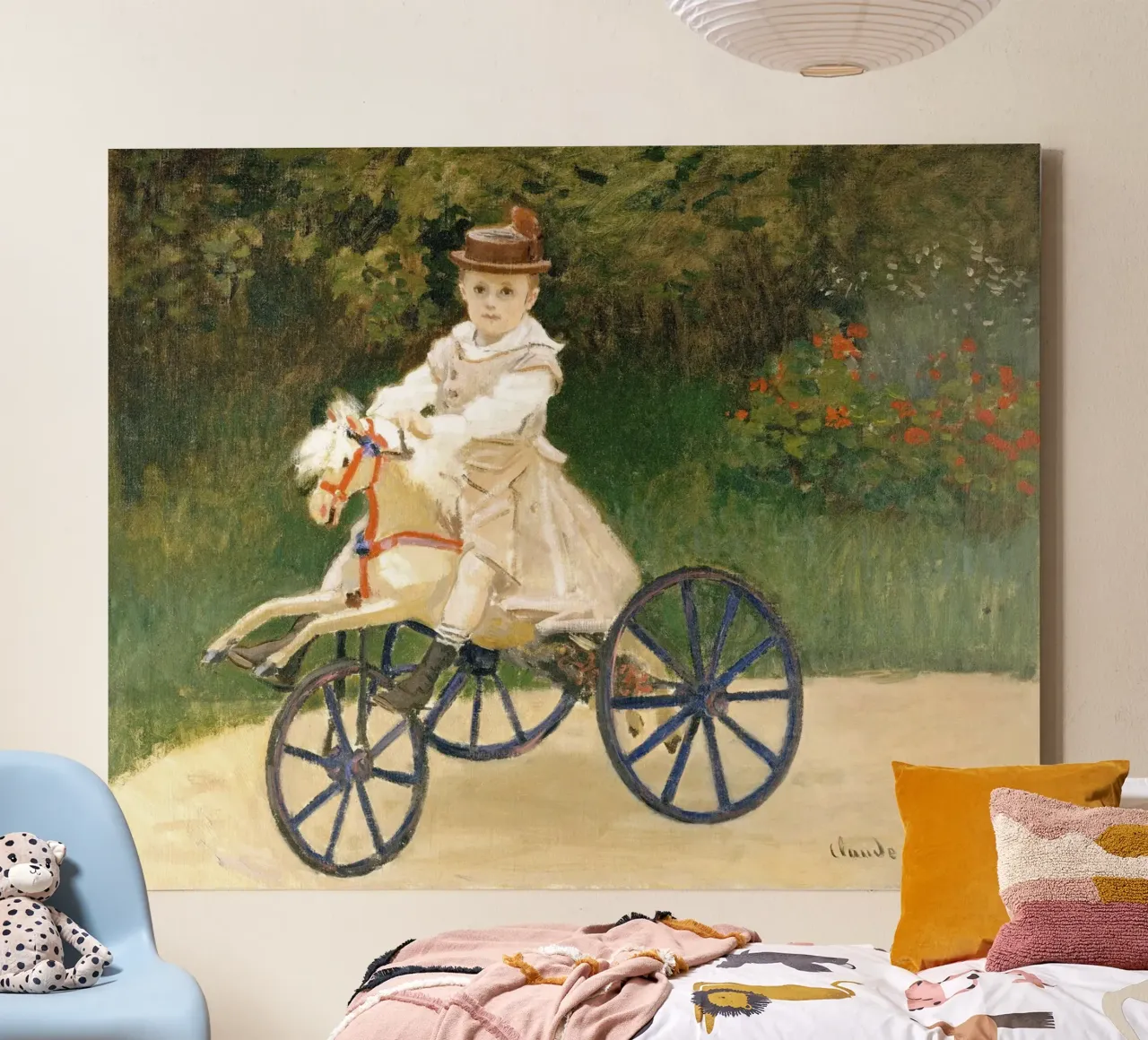 Claude Monet - "Jean Monet on Hobby Horse" Impressionist Mas canvas with Floater frame by NorwesClub