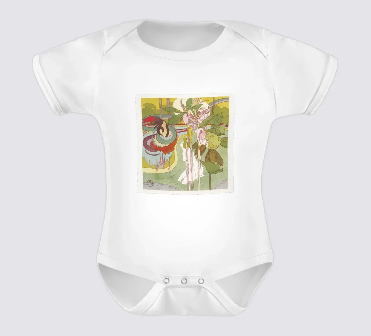 Georges de Feure - "Donna che ottiene una visione" Art Nouveau Botanico body neonato maniche corte da NorwesClub