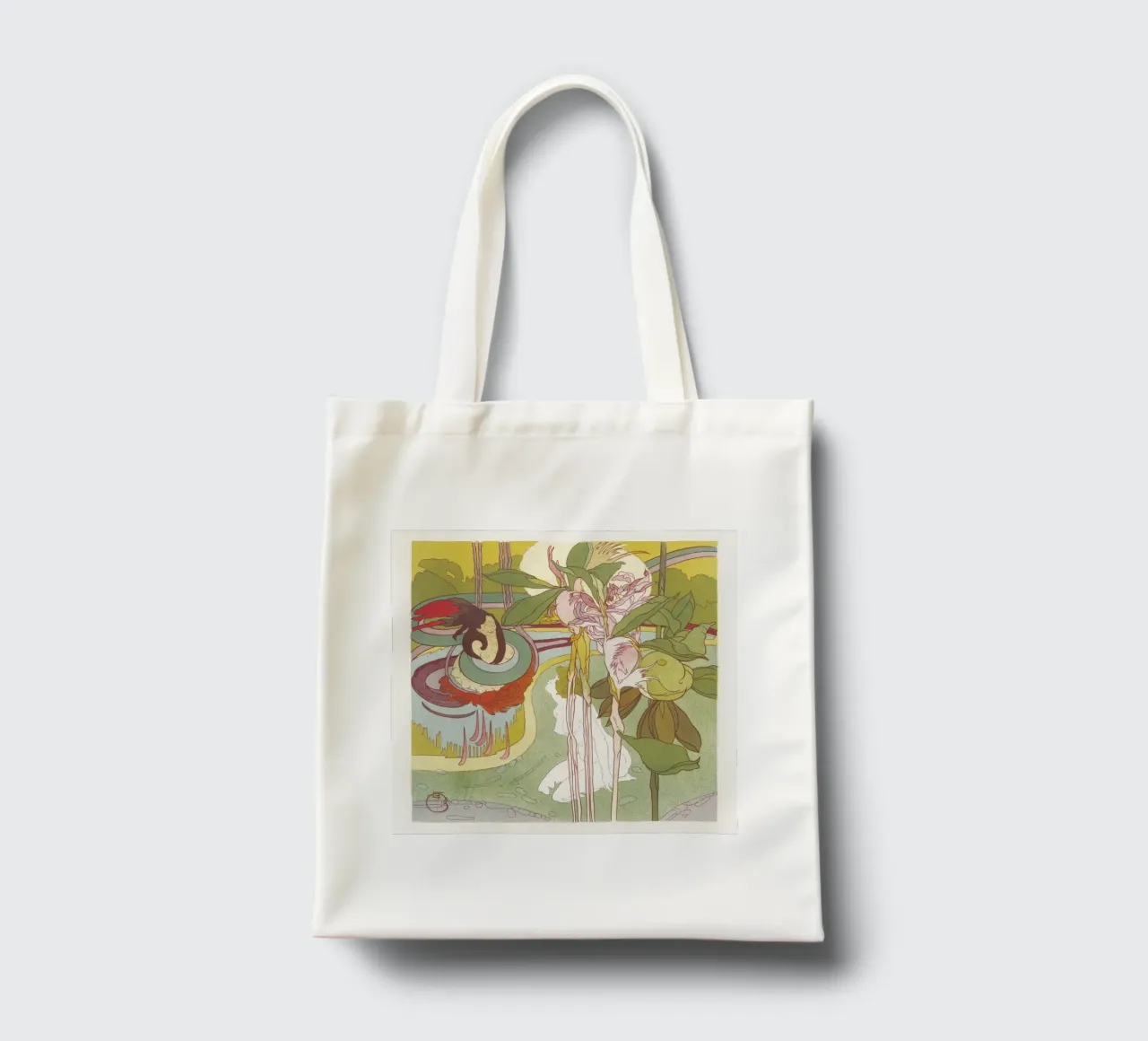 Georges de Feure - "Donna che ottiene una visione" Art Nouveau Botanico borsa in juta da NorwesClub