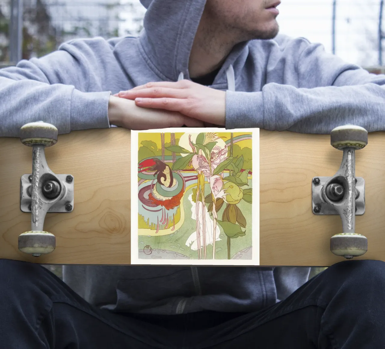 Georges de Feure - "Donna che ottiene una visione" Art Nouveau Botanico adesivo da NorwesClub