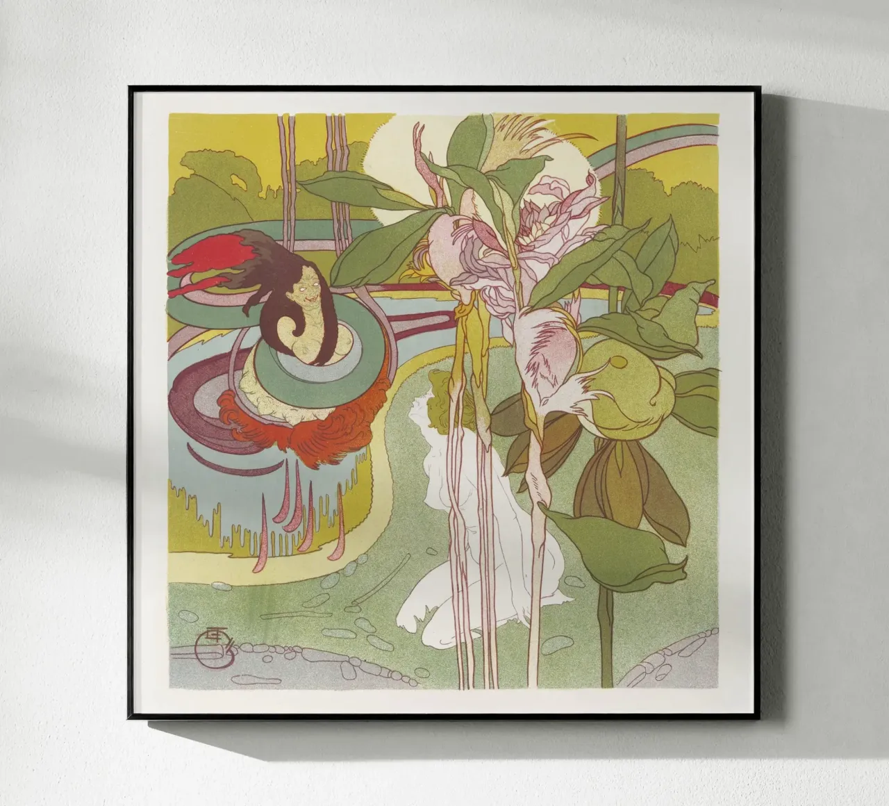 Georges de Feure - "Donna che ottiene una visione" Art Nouveau Botanico plexiglass da NorwesClub