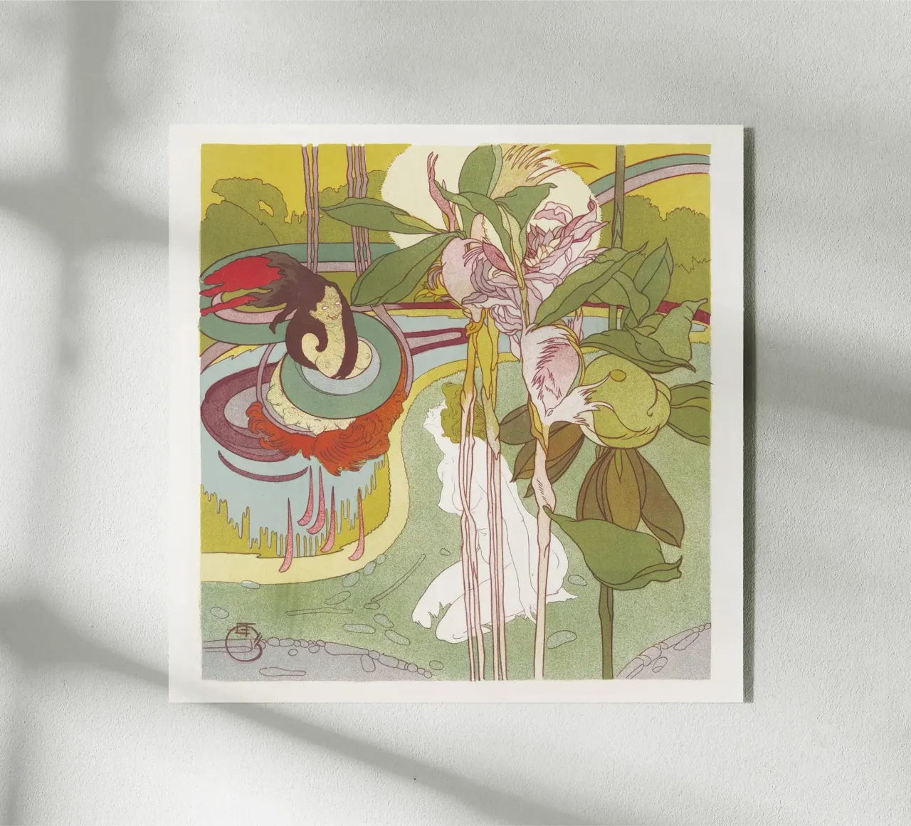 Georges de Feure - "Donna che ottiene una visione" Art Nouveau Botanico plexiglass da NorwesClub