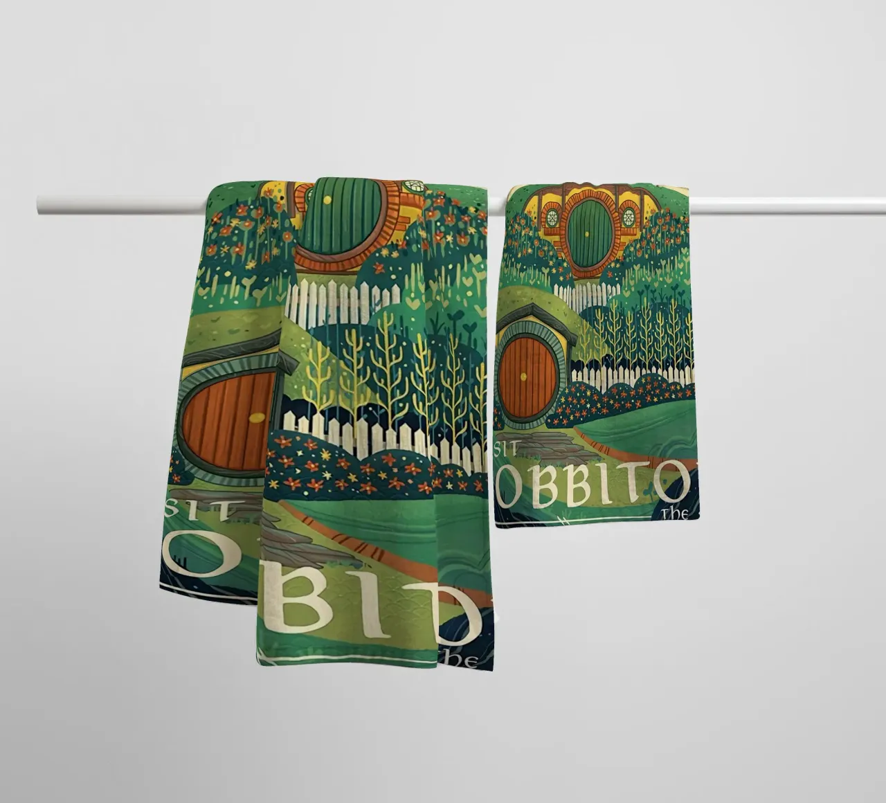 Visit Hobbiton The Shire towel by Junkie Movie