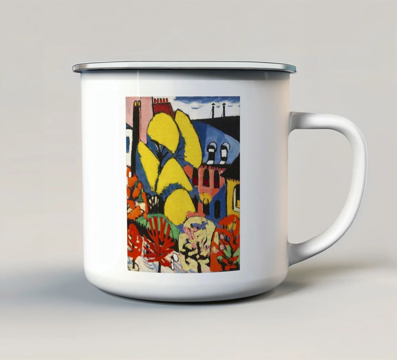 Henry Lyman Sayen - Paesaggio urbano astratto "Alberi" - Moder tazza in smalto da NorwesClub