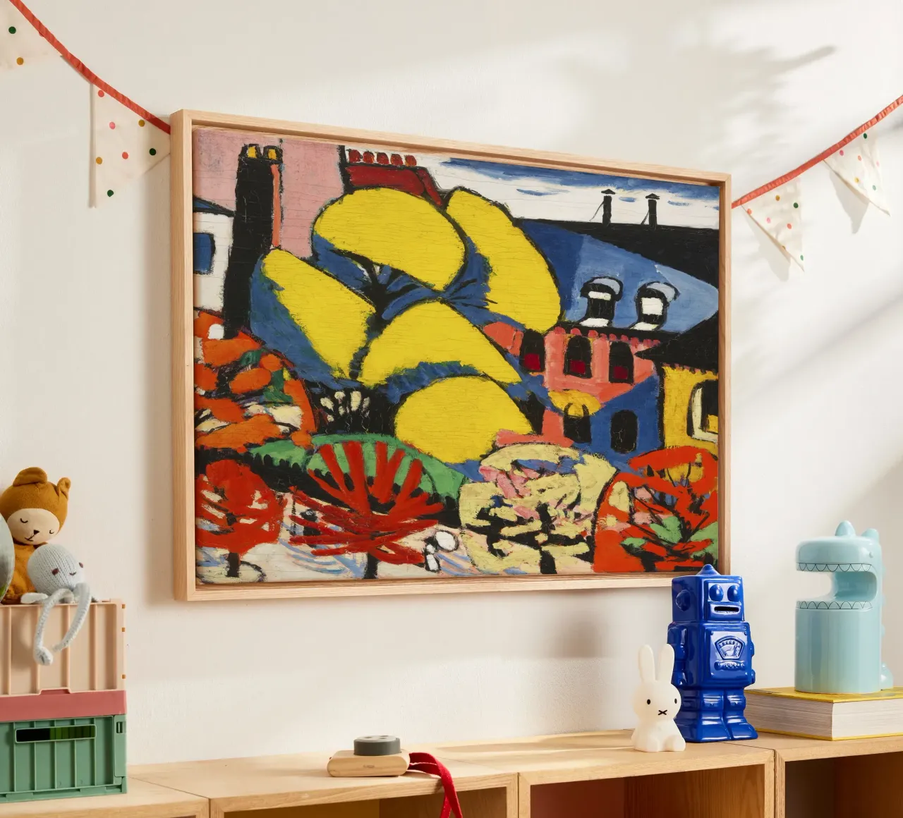 Henry Lyman Sayen - Abstract stedelijk landschap "Bomen" - Moder canvas met Baklijst van NorwesClub