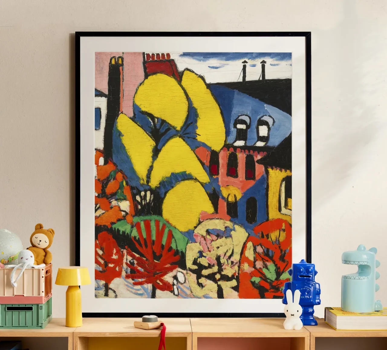Henry Lyman Sayen - Abstract stedelijk landschap "Bomen" - Moder poster met aluminium frame van NorwesClub