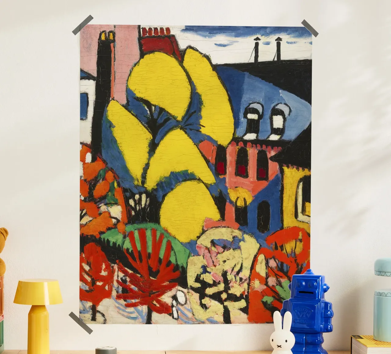 Henry Lyman Sayen - Abstract stedelijk landschap "Bomen" - Moder poster met aluminium frame van NorwesClub