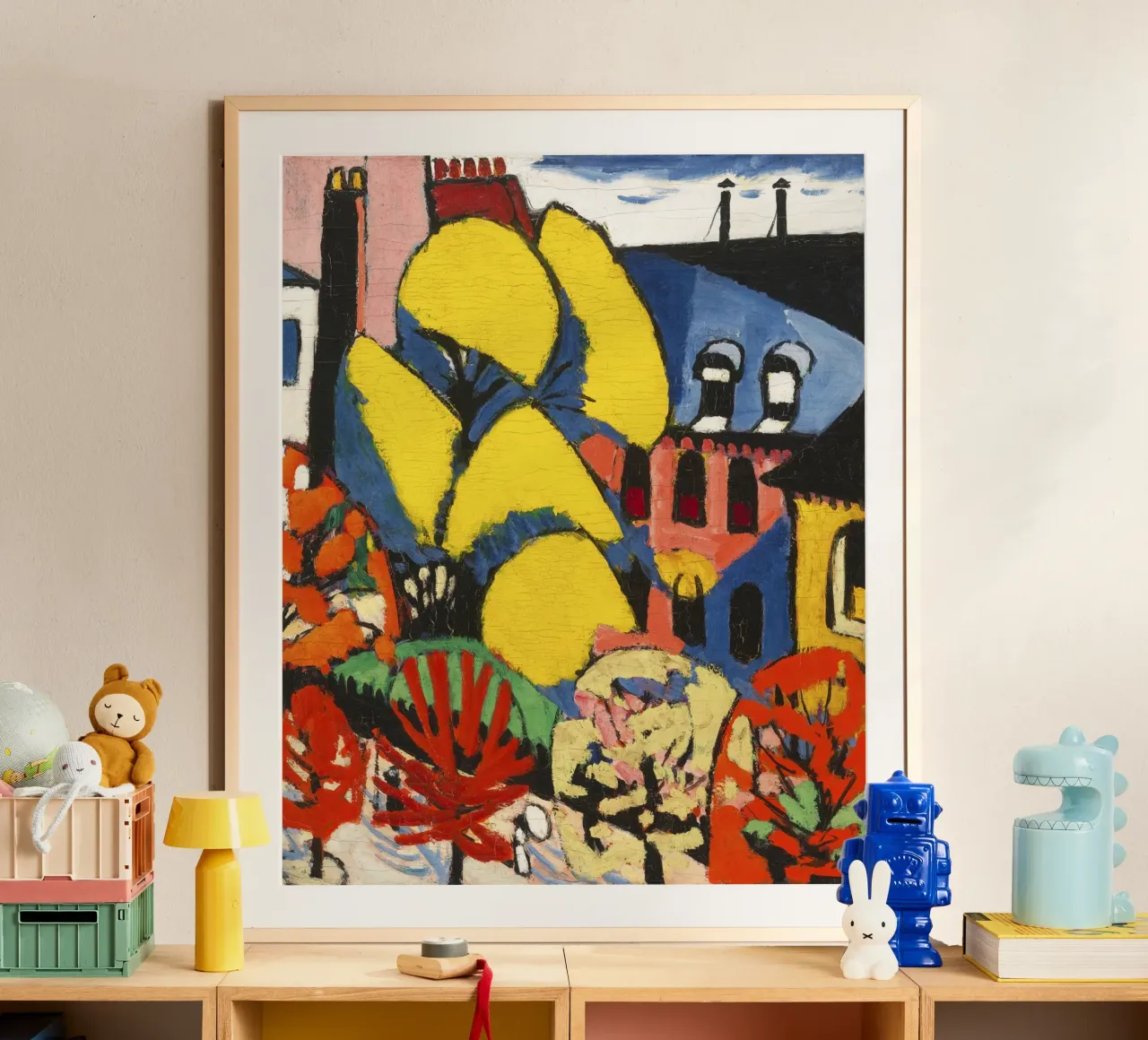 Henry Lyman Sayen - Abstract stedelijk landschap "Bomen" - Moder poster met aluminium frame van NorwesClub