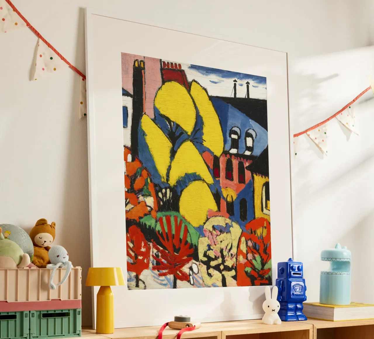 Henry Lyman Sayen - Abstract stedelijk landschap "Bomen" - Moder poster met aluminium frame van NorwesClub