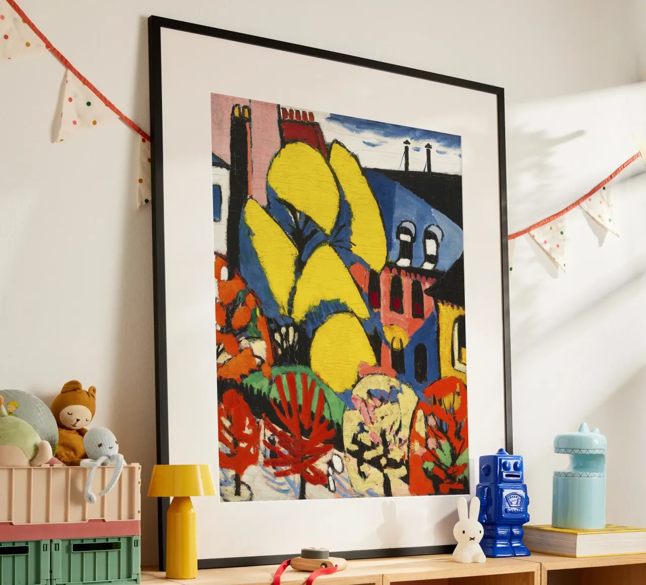 Henry Lyman Sayen - Abstract stedelijk landschap "Bomen" - Moder poster met aluminium frame van NorwesClub