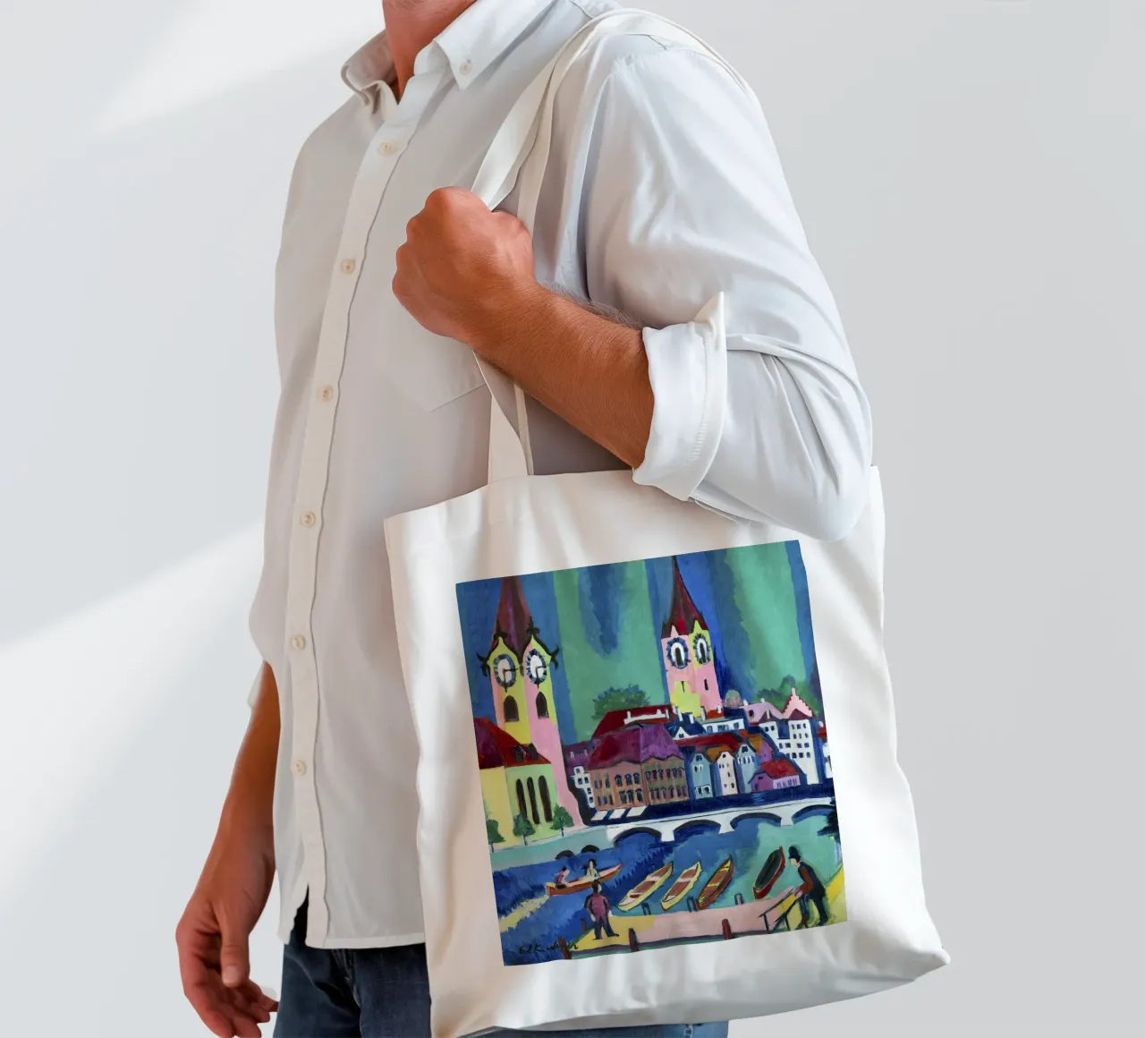 Kirchner Zurich Cityscape - Expressionism & Urban Life Print tote bag by NorwesClub