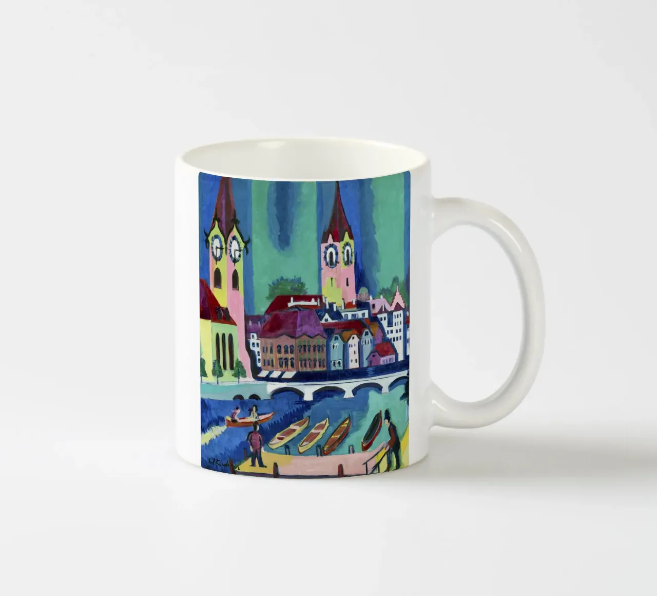 Kirchner Zürich Stadsgezicht - Expressionisme & Stedelijk Leven Print keramische mok van NorwesClub