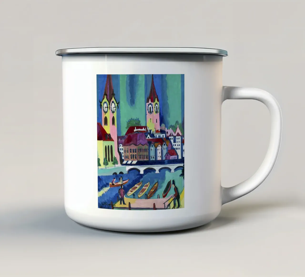 Kirchner Zürich Stadsgezicht - Expressionisme & Stedelijk Leven Print emaille mok van NorwesClub