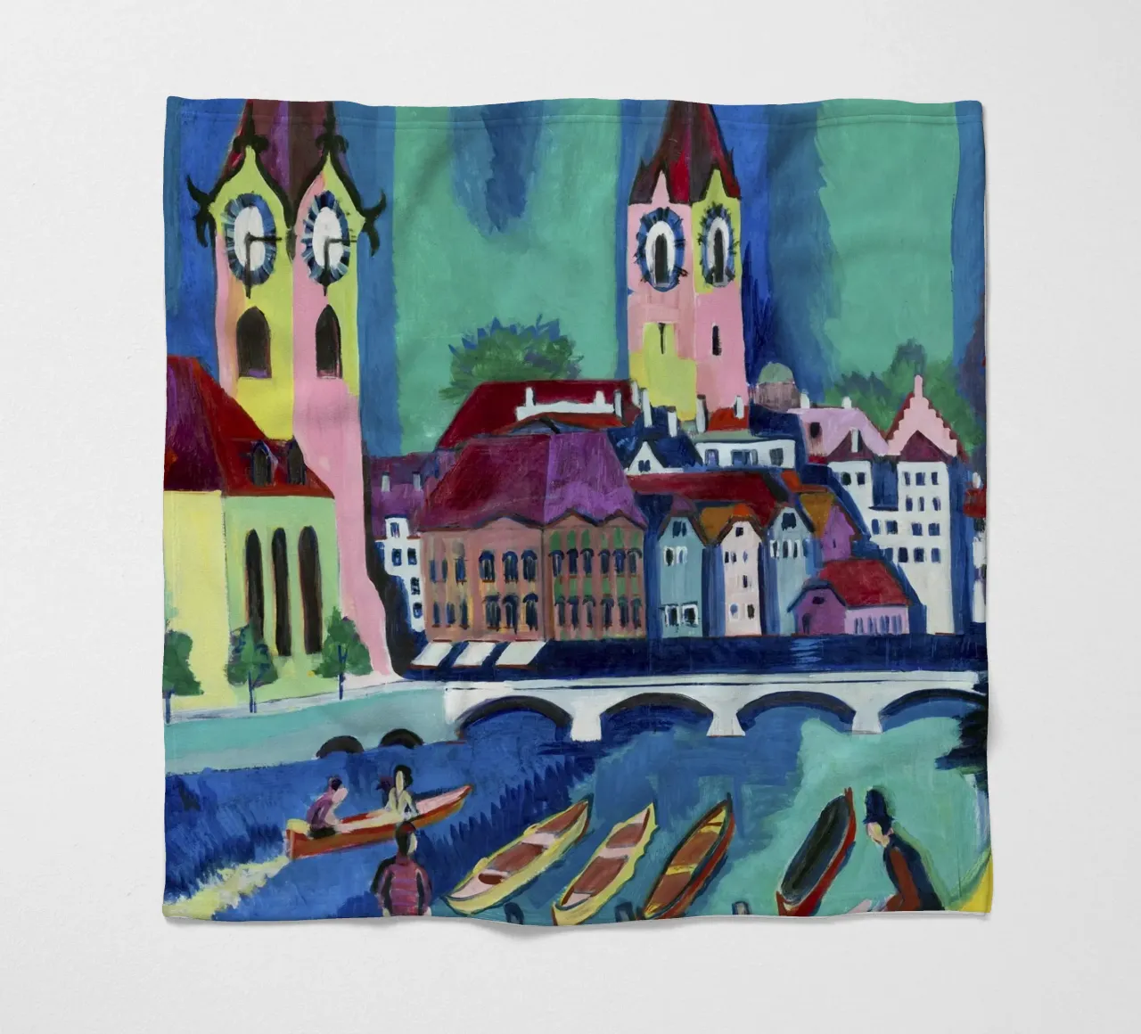 Kirchner Zurich Cityscape - Expressionism & Urban Life Print fleece blanket by NorwesClub
